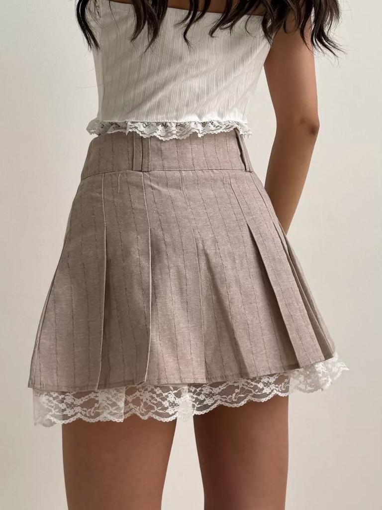 Плиссированная юбка женская кружевная кромка сексуальная мини-юбка летняя корейская мода женская повседневная уличная одежда винтажная одежда 2000 года