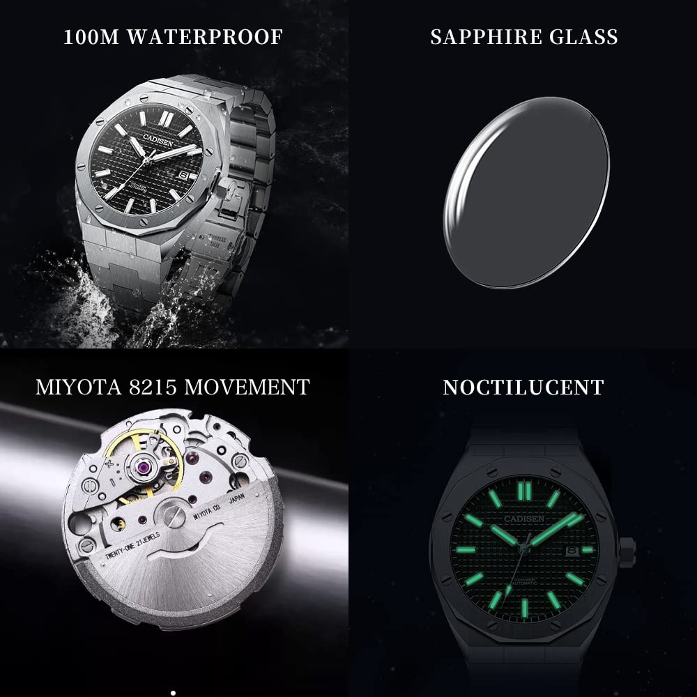 Часы с автоматическим заводом, сделаны в Японии, механизм MIYOTA8215, Royal Oak, немецкий дизайнер, стиль ретро, водонепроницаемость 10 АТМ, механический корпус в комплекте