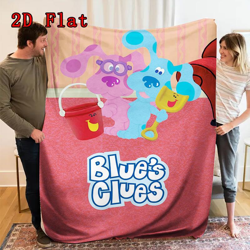 Blue's Clues dog 2D Flat Pattern Flannel Blanket High quality All Seasons Warmth and Comfort Perfect for Christmas Gifts.MMT0918400