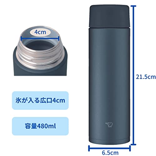 ZOJIRUSHI Water Bottle Screw Stainless Steel Mug Seamless 0.48L Slate Black SM-ZA48-BM
