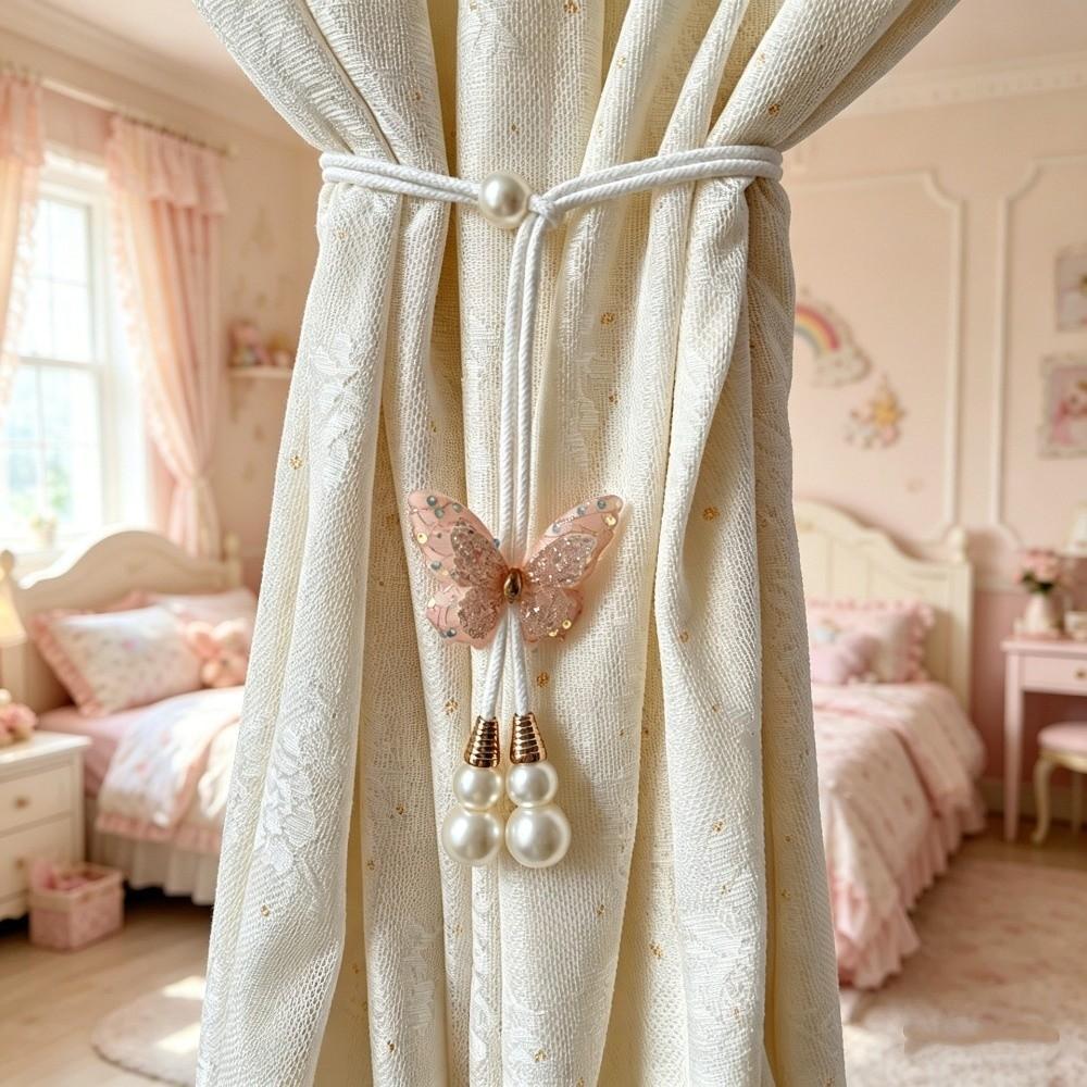 2PCS Creative Butterfly Curtain Tie Strap Adjustable Curtain Rope Curtain Tie Back Home Decor