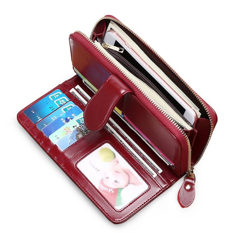 Women 3 Fold Wallet Money Clip High Quality Wristlet Clutch Leather Long Purse Female Card Holder