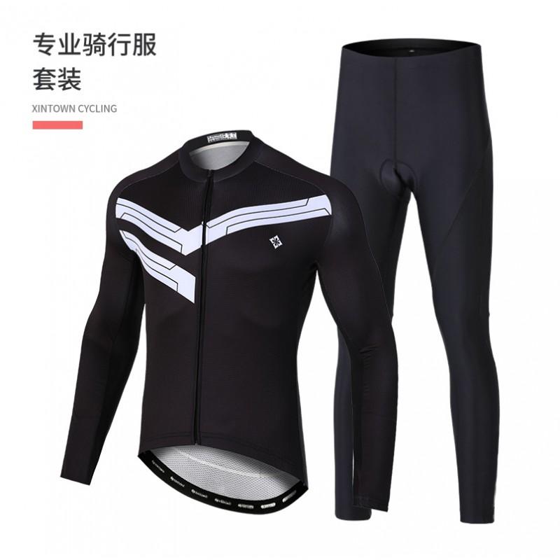 Mens Cycling Jersey Shorts Set Breathable Bike Riding Outfit Long Sleeve