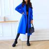 Женское длинное пальто из смесовой шерсти, двубортное тренч-пальто, повседневное пальто-пиджак с лацканами с вырезом, осенне-зимнее пальто