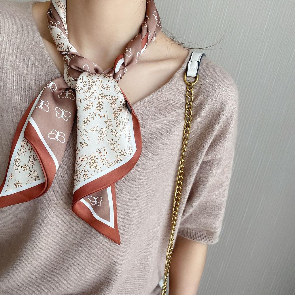 Весенне-летний атласный длинный шарф для женщин, солнцезащитная шаль, модный атласный длинный шарф для красоты, универсальный дорожный шарф