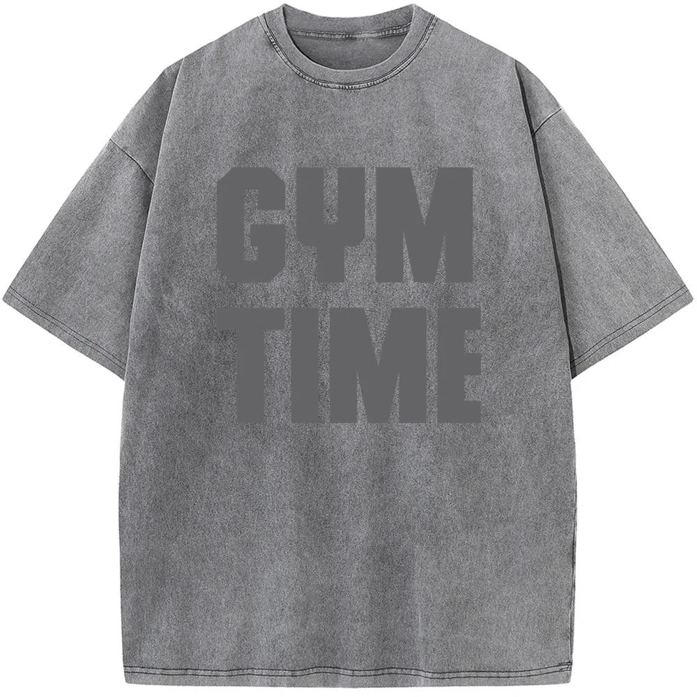 Мужская футболка с коротким рукавом Fitness Time Мужская Женская Повседневная Футболка Оверсайз Винтажная Унисекс Выстиранная Старая Футболка 90-х