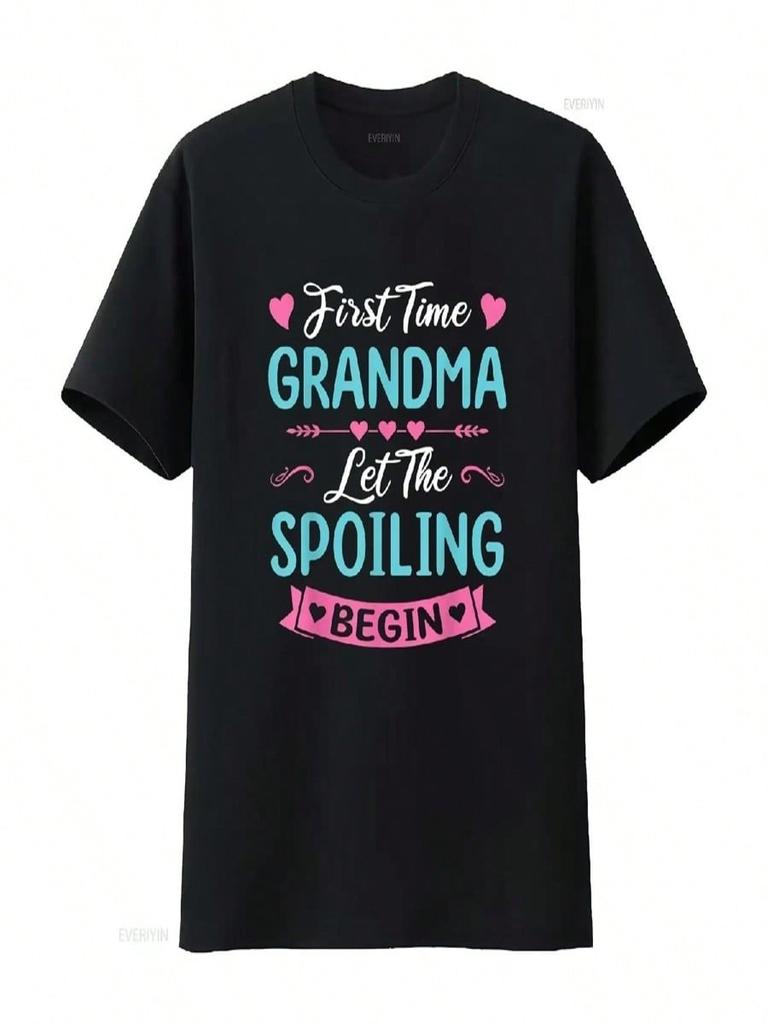 First Time Grandma New Baby Announcet Mothers Day T Shirt Vintage Washed Breathable Graphic Top For Everyday Wear
