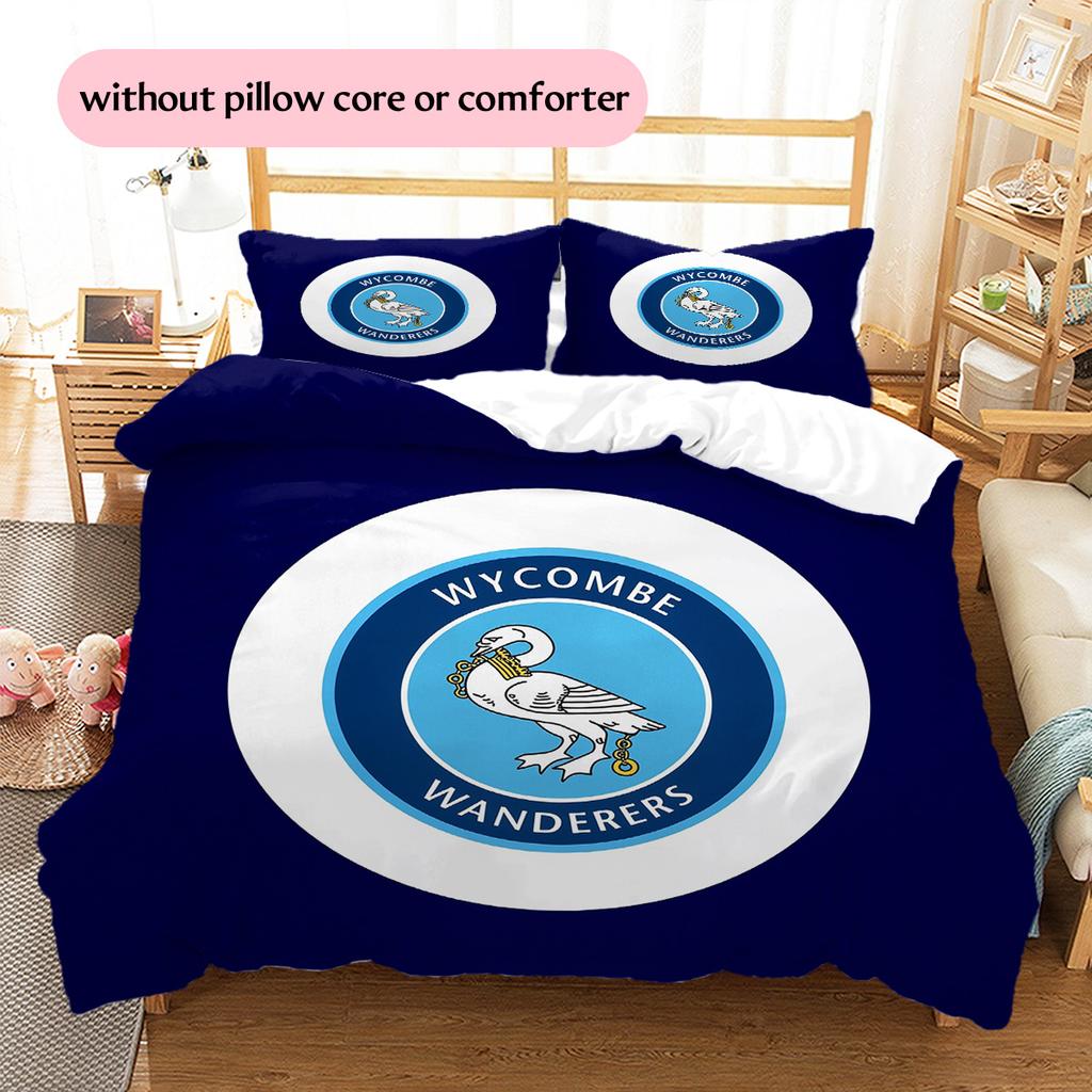 Wycombe Wanderers Комплект постельного белья с узором Одеяло Домашний декор Подарок (1 пододеяльник + 2 наволочки без наполнителя)