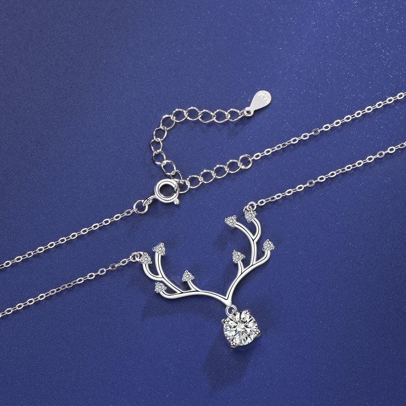 Илу носит ваши рога, ожерелье с муассанитом, женская модная легкая роскошь, высококлассная подвеска, рождественский подарок.