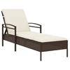 VidaXL Chaise longue avec coussin marron 63x200x81 cm résine tressée, lit de bronzage, chaise longue inclinable, lit de jour 368300