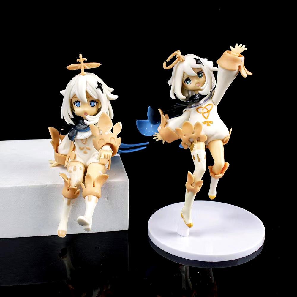 14CM Genshin Impact Hu Tao Paimon Anime Figure PVC Action Figure Model Sculpture Hand-made Desktop Decoration Children Gifts