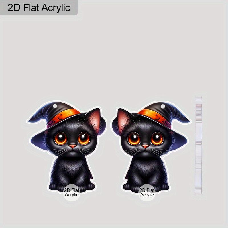 2D Flat Halloween Earrings for Women, Cute Black Cat Earrings for Halloween Party, Halloween Theme Jewelry for Women
