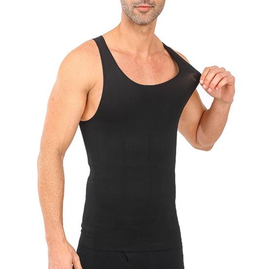 Мужской жилет для фитнеса с U-образным вырезом, без рукавов, корсет для утяжки живота, однотонный, с поддержкой спины, компрессионные топы для тяжелой атлетики