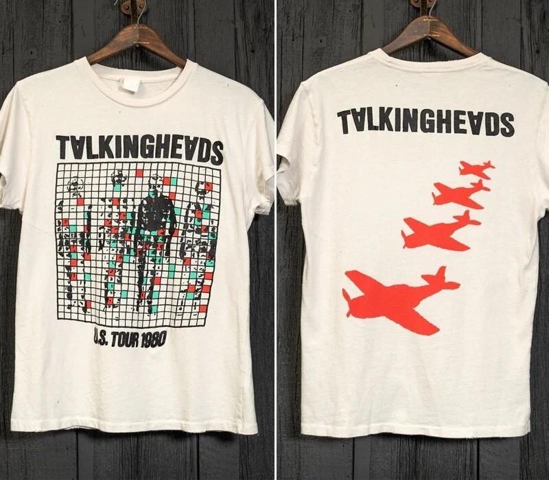 Редкая футболка унисекс Talking Heads, 1980 г., US Tour, 2-сторонняя, белая, винтажная