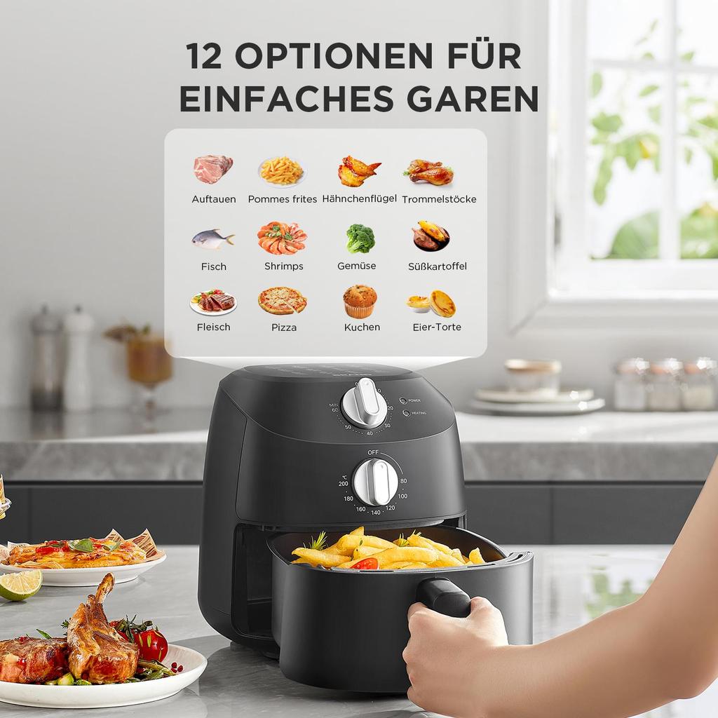 Фритюрница Midea Hot Air Fryer 2L, функция автоматического отключения, без масла
