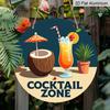 2D Flat 1pc, 8x8 in, Vibrant Tropical Drink Aluminum Metal Decorative Signs & Plaques, Coconut, Umbrella, and Refreshing Beverage Design for Living