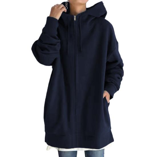 Женская длинная куртка с капюшоном на молнии и однотонная туника на шнурке, толстовка с открытым передом, кардиган, пуловер с капюшоном, пальто