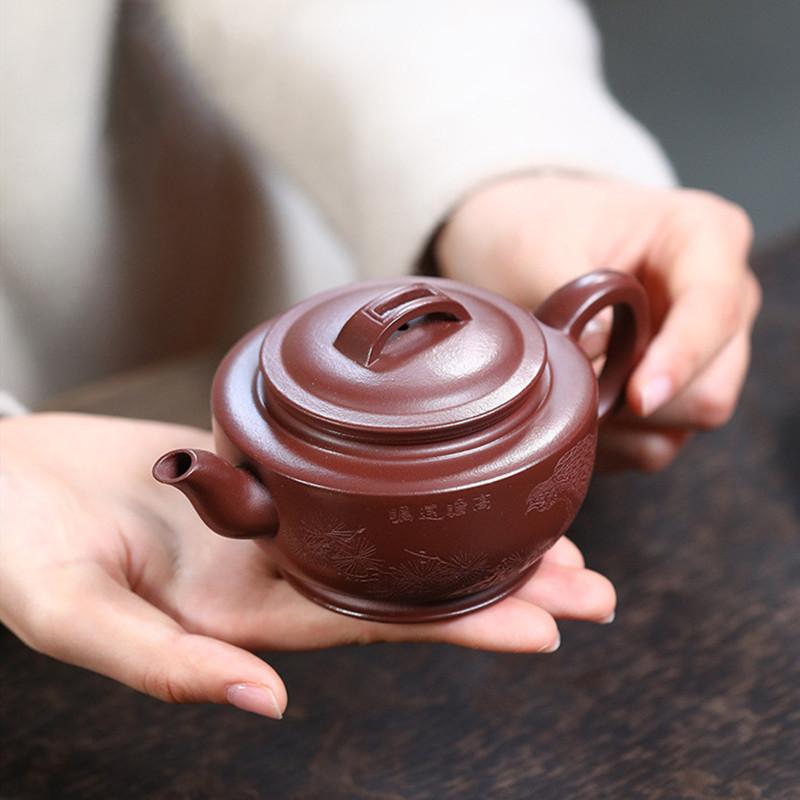 190ml Yixing Purple Clay Teapot Kettle Hand Carved Bird Tea Pot Beauty Tea Infuser Chinese Handmade Raw Ore Zisha Tea Set