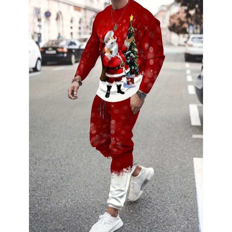 Christmas 2PCS Set Spring Autumn Men Women Fashion 3D Printing Man Fashion Casual Sportswear Sweatshirt Jogging Pants 2Pcs Sets