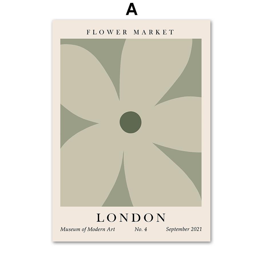 Matisse Green Leaf Coral Geometry Flower Market Posters And Prints Wall Art Canvas Painting For Living Room Decorative Pictures