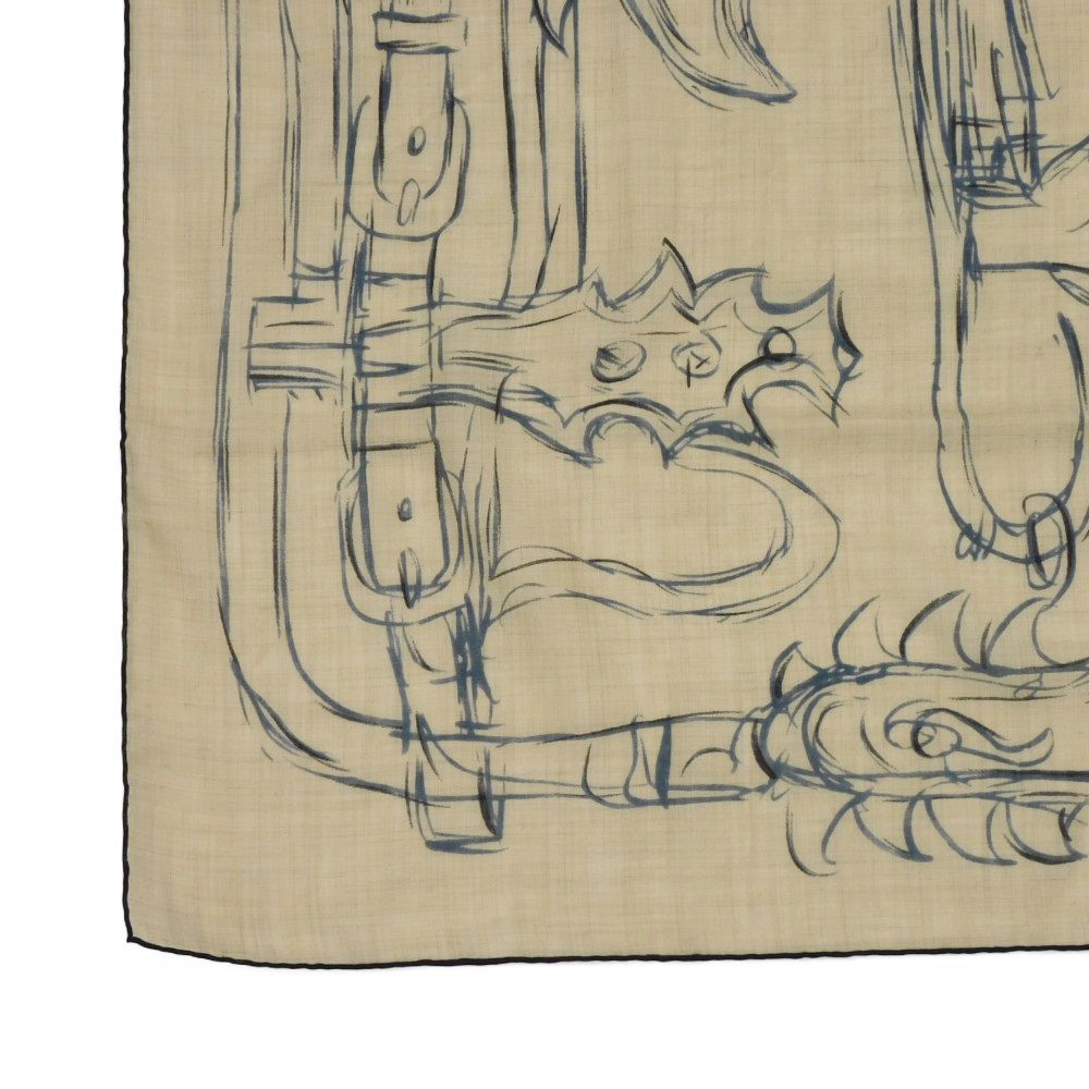 Used 9212 Cashmere Leggings Carre 90 7955 23 Stainless Steel Bridle Sketch Drawing 13768 Beige Cine Unisex from Japan