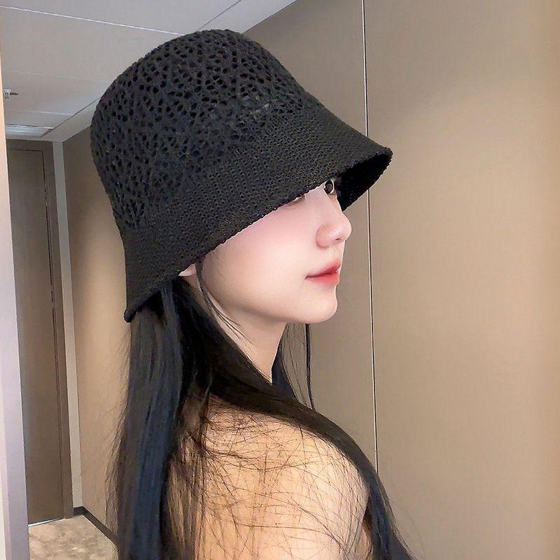 Straw Woven Breathable Bucket Straw Hat Women's Summer Travel Sun Protection Bucket Hat Vacation Beach Casual Sun-Proof Sun Protection Hat