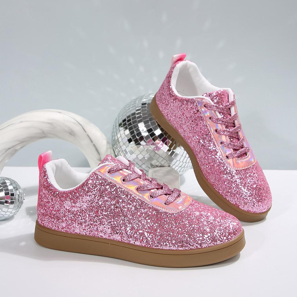 2025 Women's Sneakers Luxury Sequined Casual Shoes Outdoor Vulcanized Shoes for Women Lace Up Flats Zapatillas De Mujer