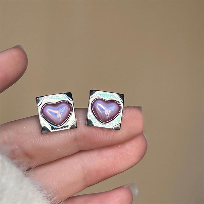 Французские роскошные квадратные красочные фиолетовые серьги «Любовь» для женщин, модный дизайн, геометрические серьги