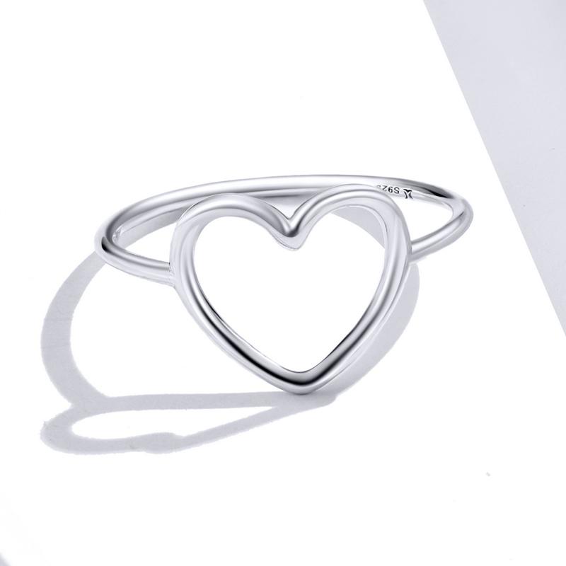 Simple Minimalist Heart Finger Rings for Women 925 Sterling Silver Wedding Jewelry KTJ