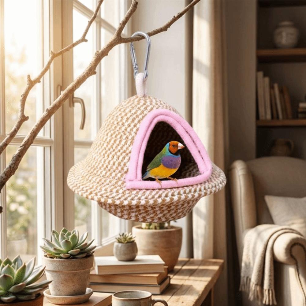 Decorative Warm Sleep Bird Cage Nest Handmade Weave Thickened Bird Hanging Bed Windproof Bite Resistant Pet Habitat All Season