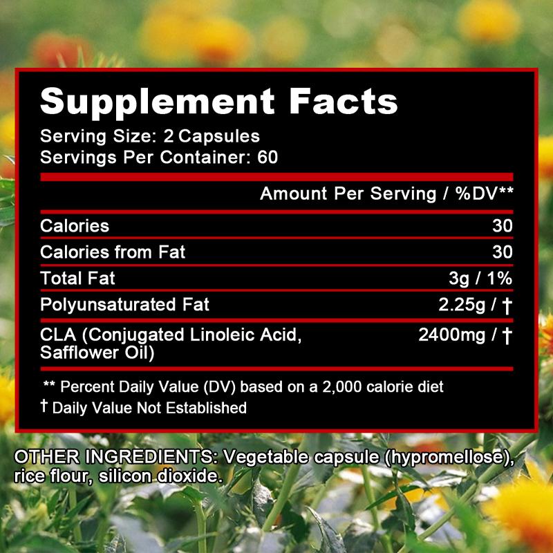 Conjugated Linoleic Acid, Safflower Oil Dietary Supplement, 120 Capsules Per Bottle
