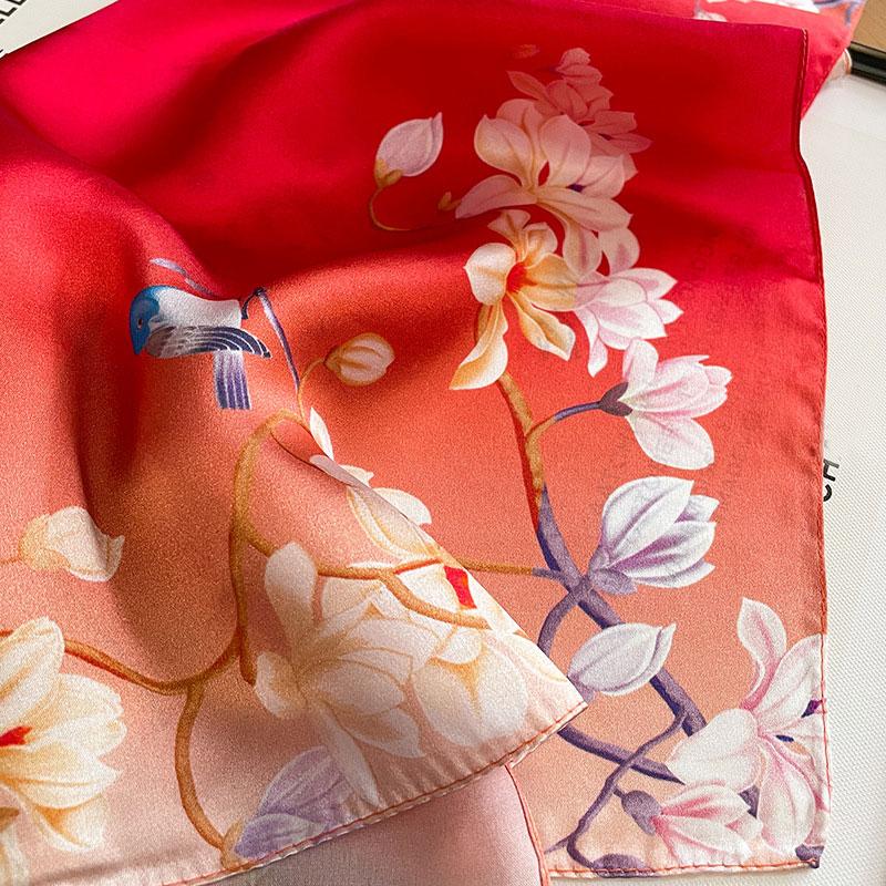 2025 Fashion 100% Real Silk Square Satin Scarf For Women Shawl Foulard Hijab Neckerchief Wrap Bandana Luxury Bufanda Echarpe