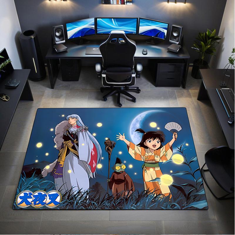 Inuyasha Vs Sesshomaru Carpet Office Decorative Carpet For Living Room Bedroom Door Mat Floor Rug Computer Chair Area Rug holiday gift
