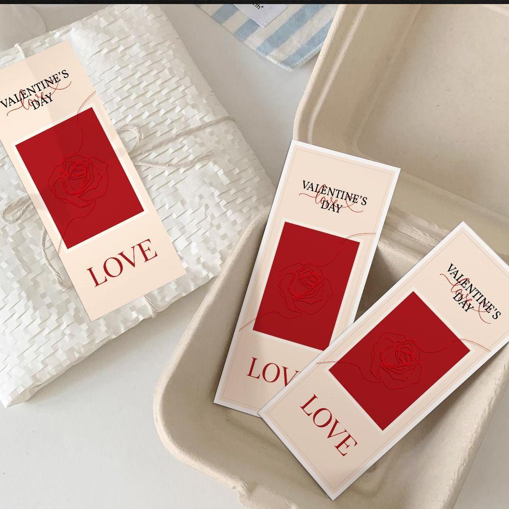 50 ШТ. Красные Наклейки С Днем Святого Валентина Самоклеящиеся Рельефные Роза Цветок Упаковочная Запечатывающая Этикетка Прямоугольная Упаковочная Украшение