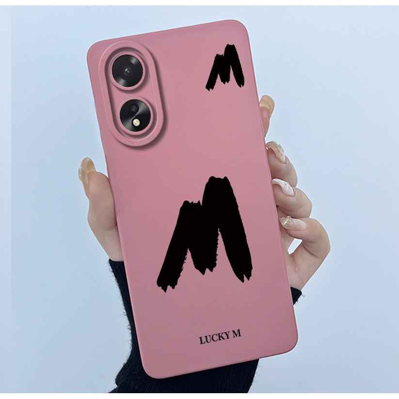 Чехол для Oppo A18 A38 A58 A78 4G Чехол Защита камеры Минималистичный Буквы Жидкий силикон Мягкие задние крышки для Oppo A 38 A 18 Корпус