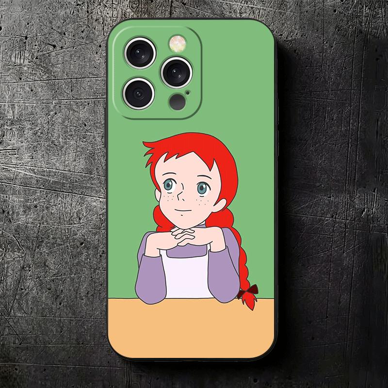 Энн из Зеленых Крыш Ширли Мягкий Чехол для Телефона для iPhone 16 16E 17 Air 15 Pro Max 14 Plus 13 Mini 11 12 7 Черный Чехол Задняя Панель