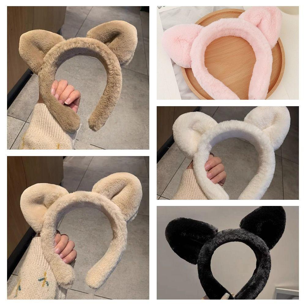 Мультяшная плюшевая повязка на голову, широкая плюшевая повязка на голову, простая повязка на голову с кошачьими ушками, вечеринка