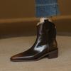 Мода 2024 Осень/зима Женские ботинки Ретро Челси Вестерн Ботинки Женская обувь Квадратный носок Массивный каблук Ботильоны Женская обувь