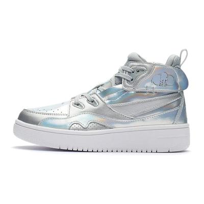 Disney X Li Ning Dumbo Series удобные универсальные амортизирующие высокие детские кроссовки детские кроссовки серебристо-белые YKCR162-1