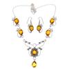 Citrine Quartz Gemstone Friends Jewelry Necklace Set 16-18''