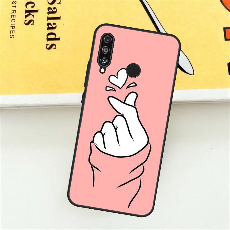 Чехол Kpop Сердце пальцами для Huawei Nova 12i 7i 8i 11i Y73 Y72 Y61 Y91 Y90 Y70 Y60 9 10 SE 11 Pro P30 P40 Lite