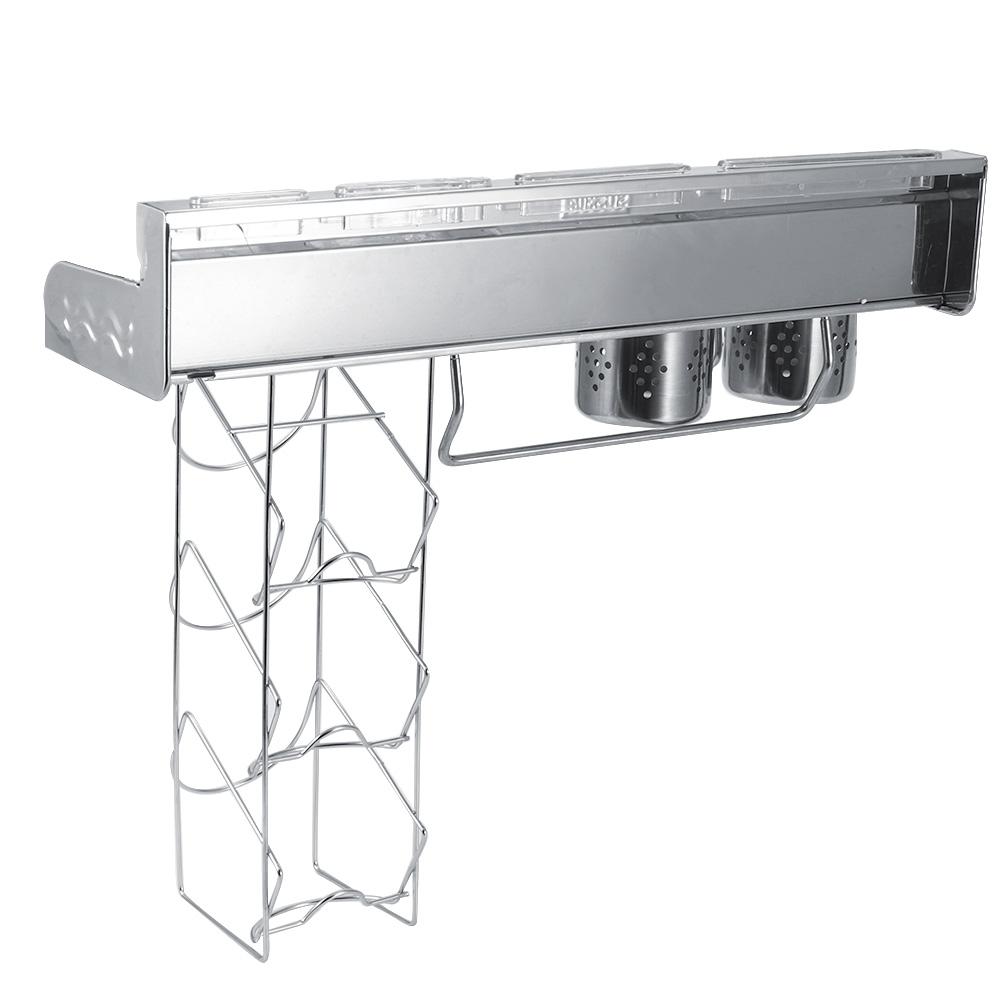 304 Нержавеющая сталь настенная кухонная многофункциональная полка для хранения с подвесной корзиной