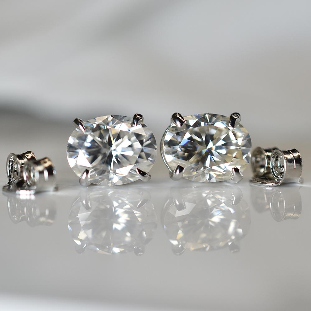 12.8 Ct Synthetic White Moissanite Oval Cut CERTIFIED Earrings Pair For Her