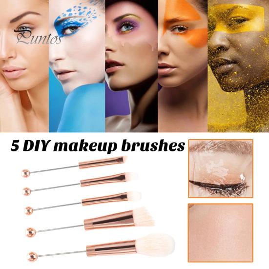 5 шт./компл. набор кистей для макияжа, сделай сам, металлическая ручка, бисер, тонкая мягкая щетина, натуральные нежные кисти с эффектом макияжа