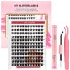 DIY Individual Lash Extensions Kit 30D 40D Cluster Lashes With Adhesive Tweezers Professional Eyelash Enhancement
