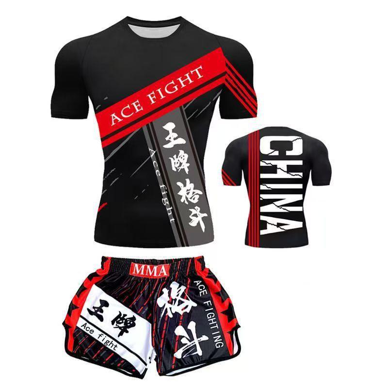 Martial Arts Training Suit Sanda Muay Thai Boxing UFC Style Short Sleeve Shorts Unisex Gym Wear