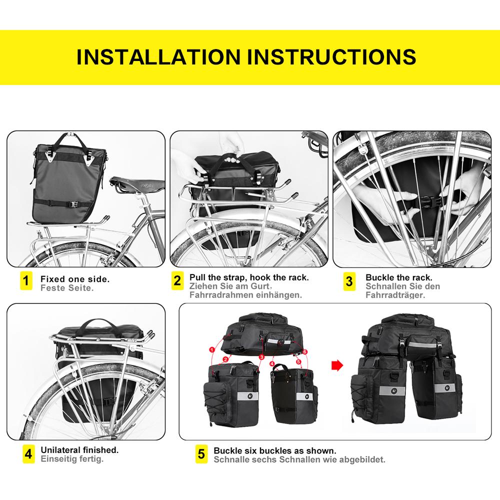 3 In 1 Mutifunctional Bike Rear Bag Waterproof Bicycle Shoulder Bag Bike Saddle Bag Bicycle Cargo