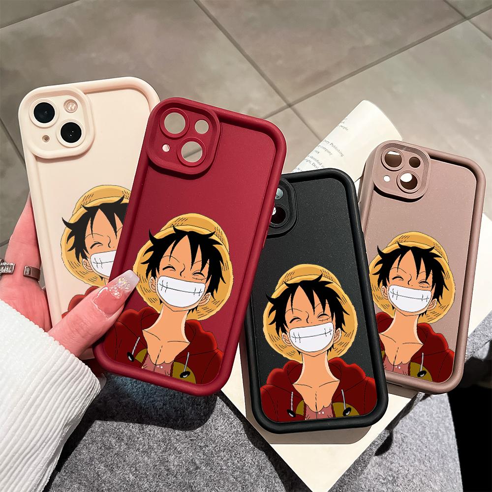 Для iPhone 16 15 14 13 12 11 Pro Max XS Max XR X SE 8 7 мягкий силиконовый чехол для защиты линз с милым рисунком Луффи