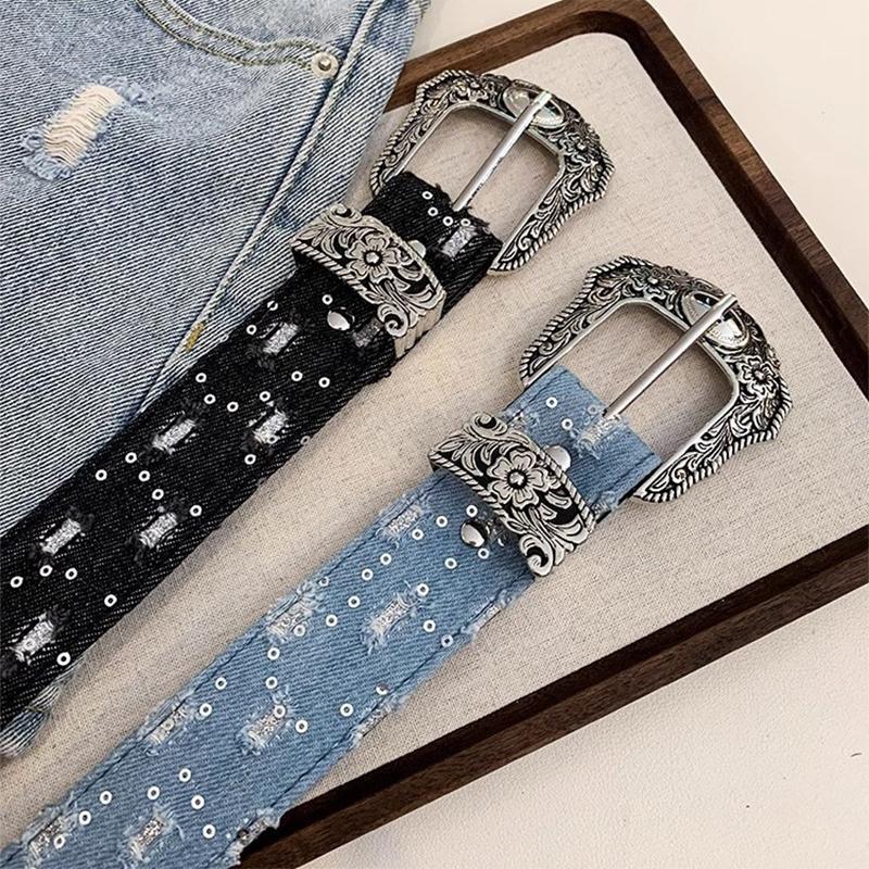 Korean Style Retro Jeans Belt Female Personality Y2K Vintage Ins Style With Jeans Belt Decoration Belt Clothing Accessories
