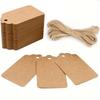 100Pcs Vintage DIY Scallop Label with String Kraft Paper Hang Tags  Clothes Packaging
